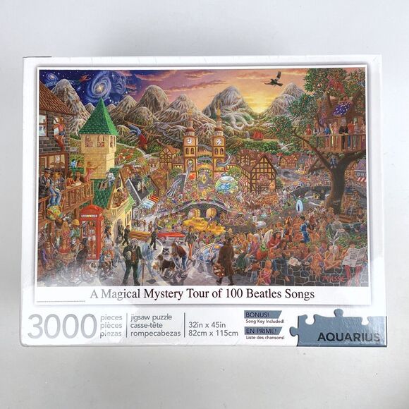 NEW Aquarius "A Magical Mystery Tour Of 100 Beatles Songs" 3000 pc Jigsaw Puzzle - Picture 1 of 8